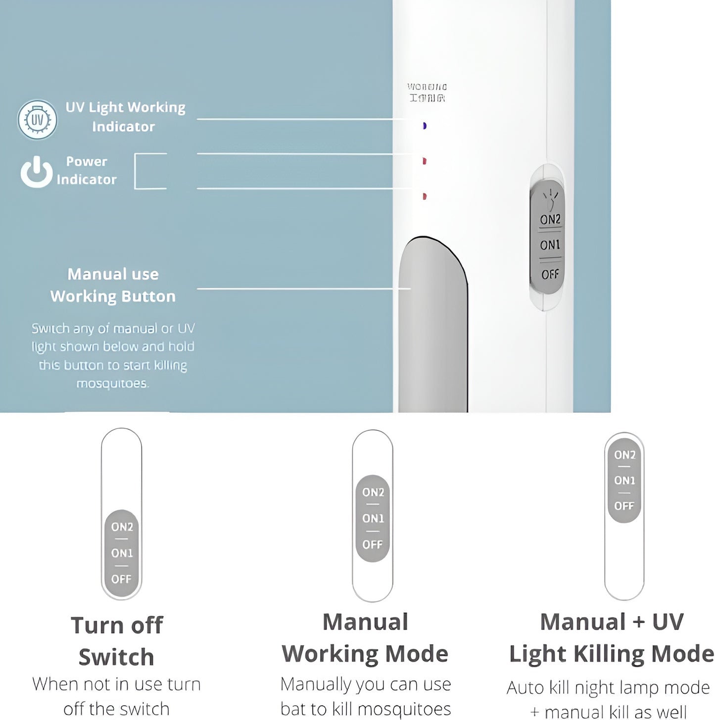GrabKart 2-in-1 Automatic UV+Manual Mosquito Killer Racket & Lamp | 5-Minute Kill Guarantee